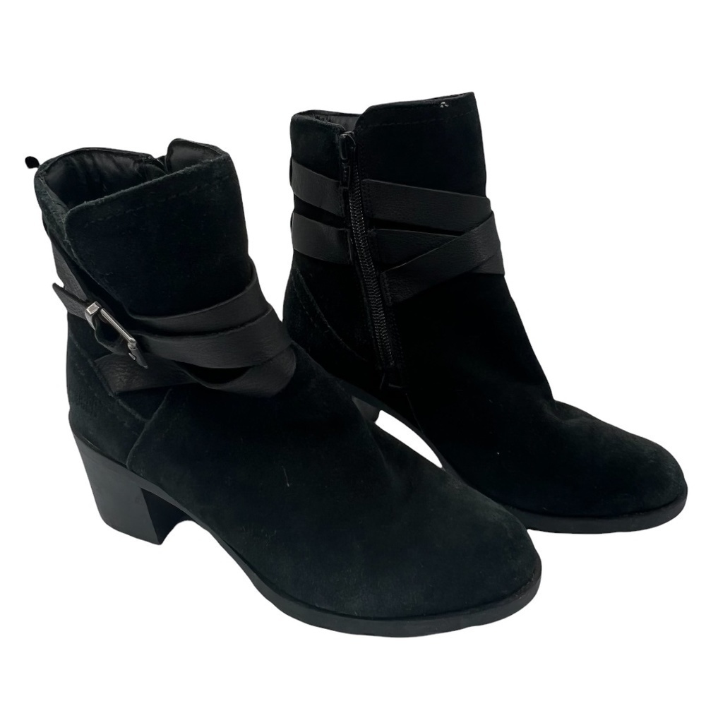 Cougar Black Leather Waterproof Arvida Block Heel Ankle Boots Size 6 Women's